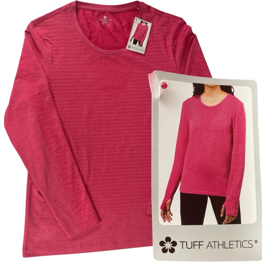 Tuff Athletics Women's Pink Long Sleeve Crew Neck Active Wear Top Size XL